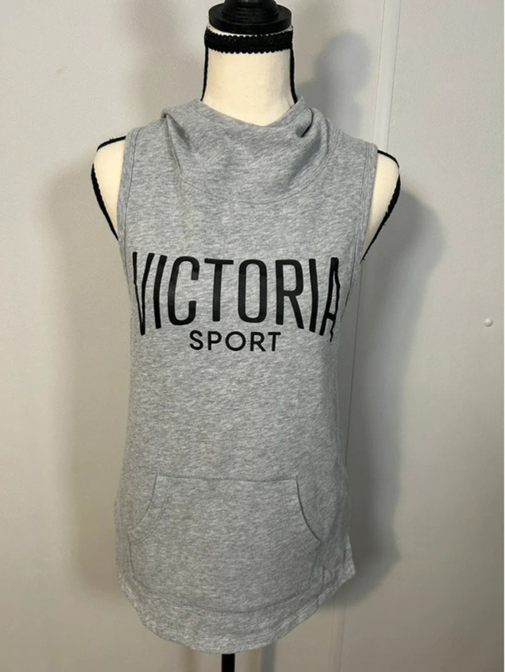Victoria’s Secret PINK Sport Gray Cowl Neck Hoodie Tank Top XS